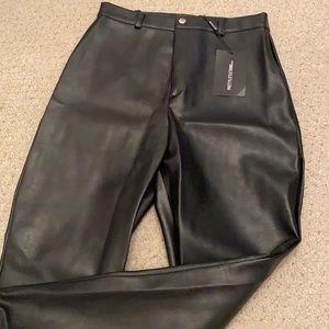 Faux leather straight leg pants